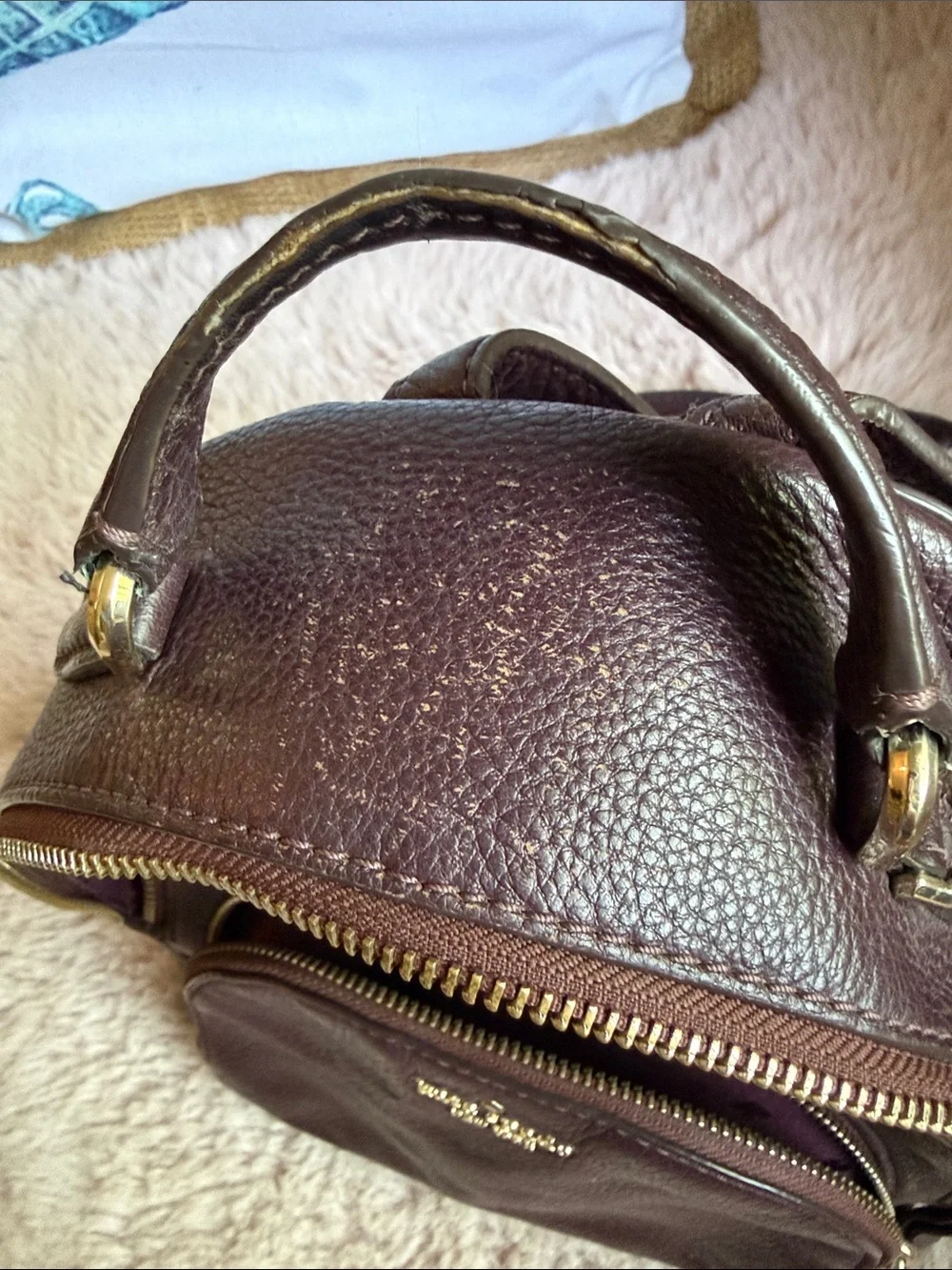 kate spade plum Pebbled Leather Mini Backpack — Deep Burgundy